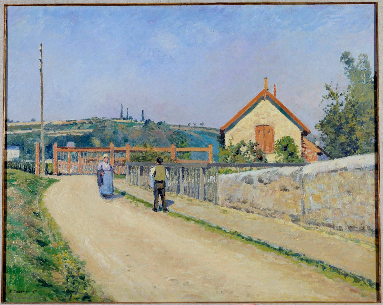 Bariera kolejowa w Patis, niedaleko Pontoise Obraz Camille Pissarro (1830-1903) 1873 Waszyngton. Kolekcja Phillips autorstwa Camille Jacob Pissarro