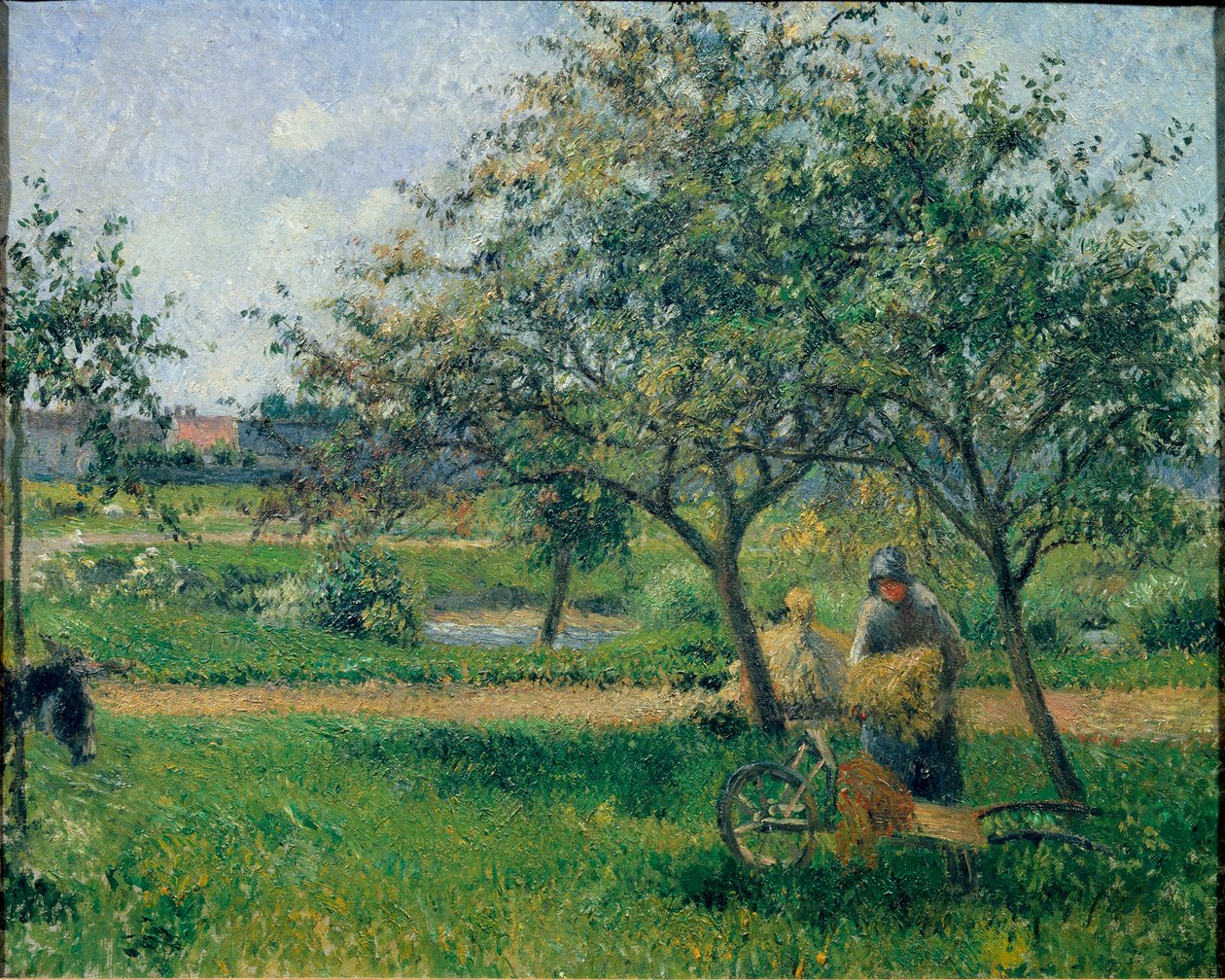 Taczka, sad, ok. 1881 (olej na płótnie) autorstwa Camille Jacob Pissarro