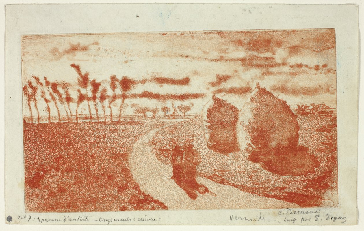 Zmierzch ze stogami siana autorstwa Camille Pissarro