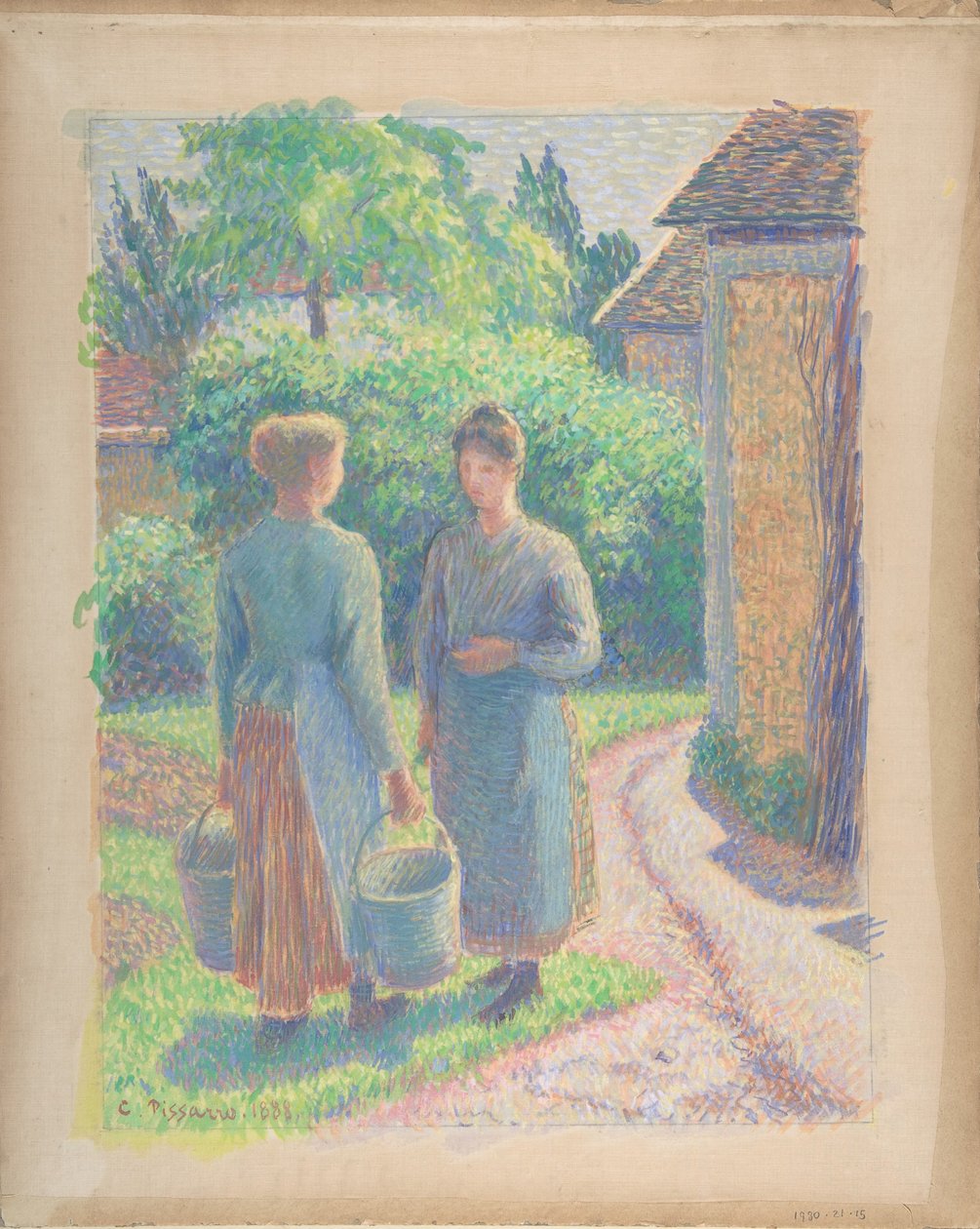 Dwie kobiety w ogrodzie, 1888. autorstwa Camille Pissarro