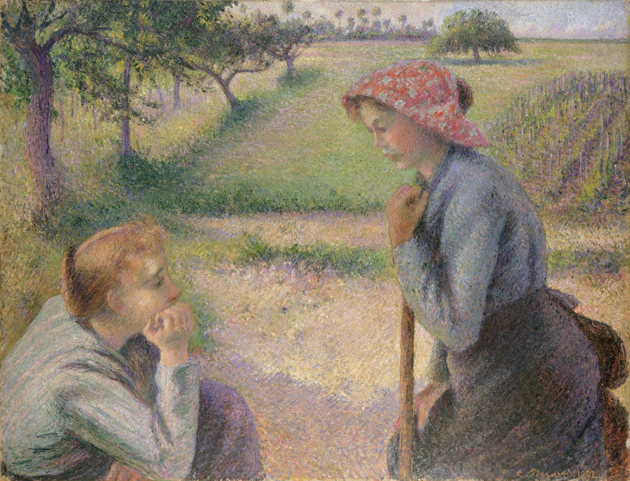 Dwie młode chłopki, 1891-92. autorstwa Camille Jacob Pissarro