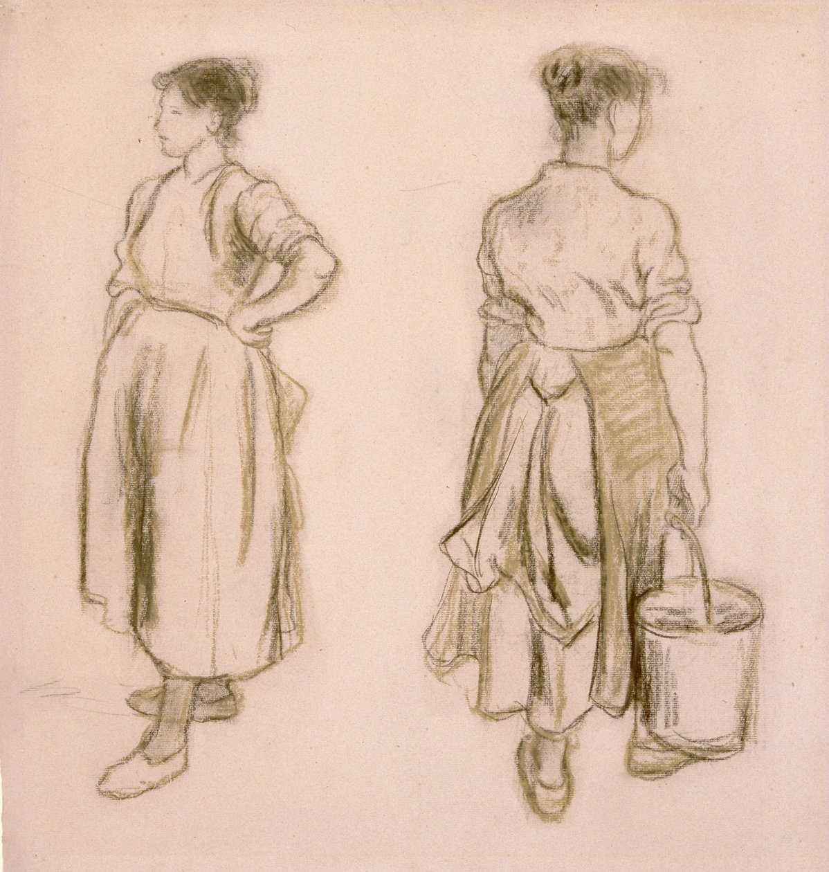 „Dwa studia dziewczynki”, 1890 autorstwa Camille Pissarro