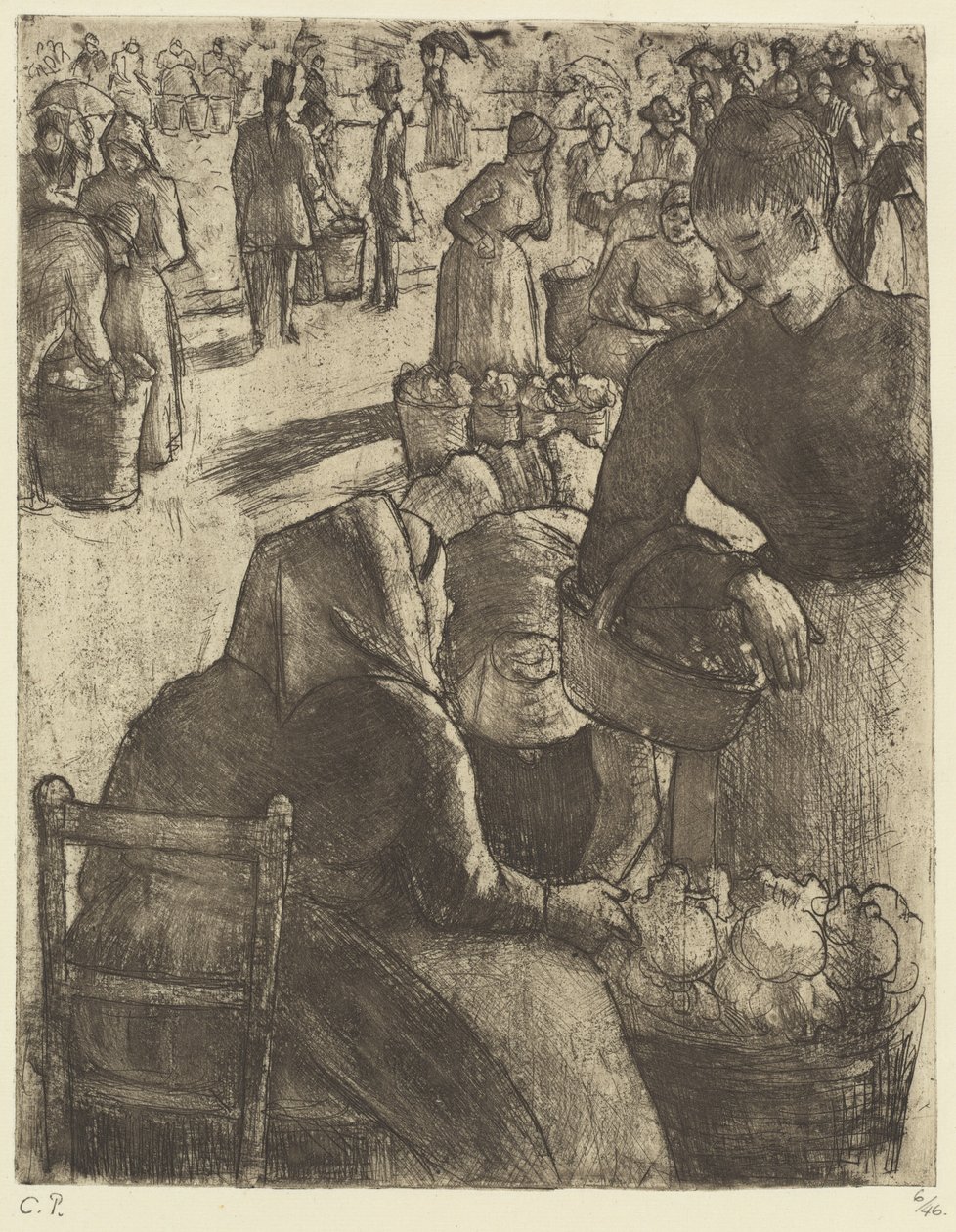Targ warzywny w Pontoise Targ warzywny w Pontoise, 1891. autorstwa Camille Pissarro