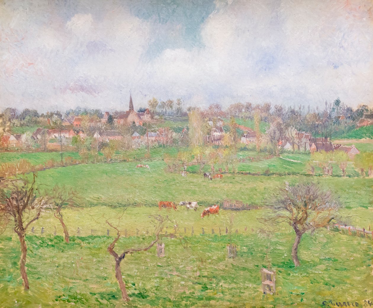 Widok na Bazincourt autorstwa Camille Pissarro