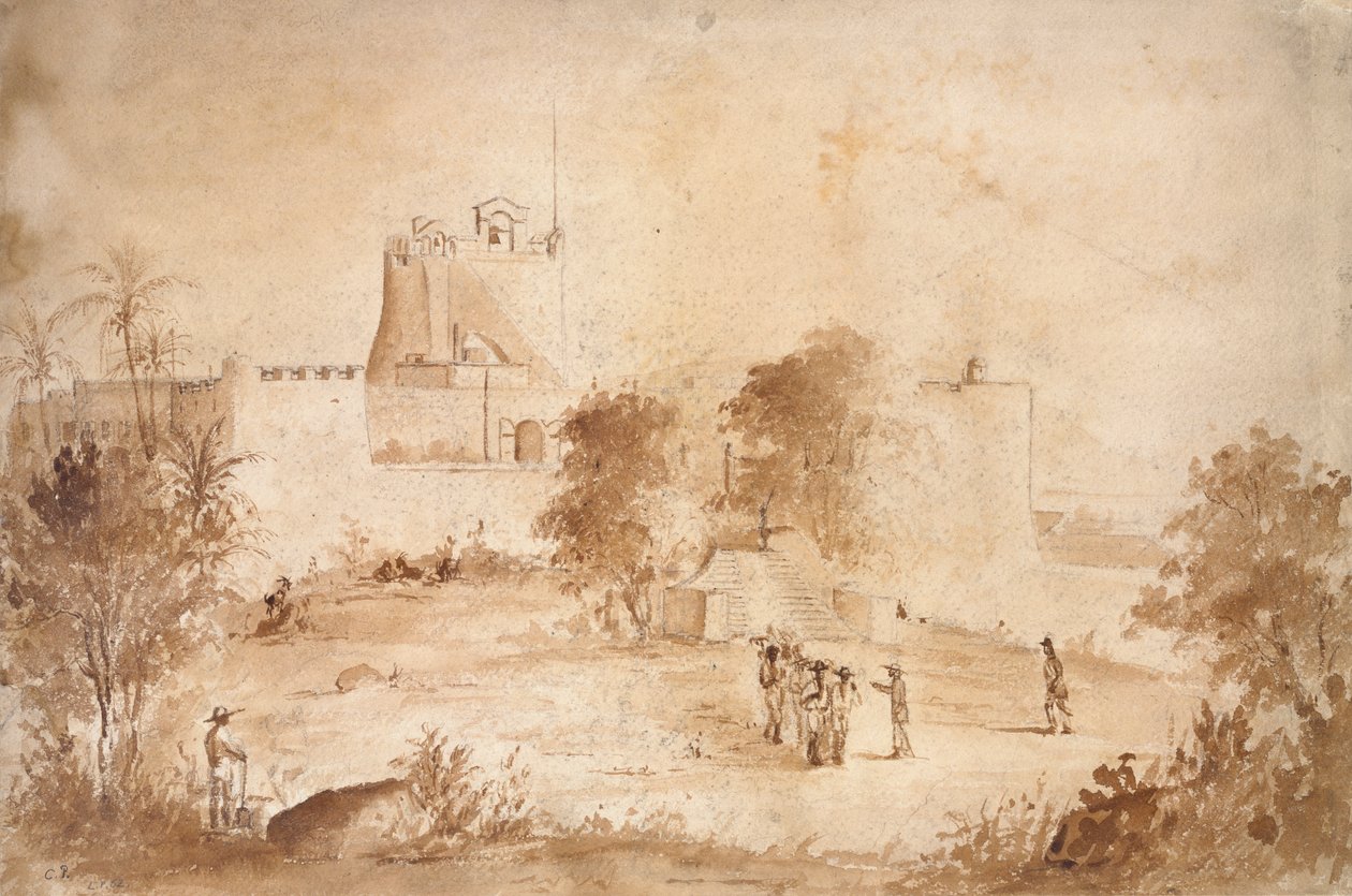 Widok twierdzy wojskowej, Christiansfort, Charlotte Amalie, St Thomas, Indie Zachodnie, 1852 autorstwa Camille Pissarro