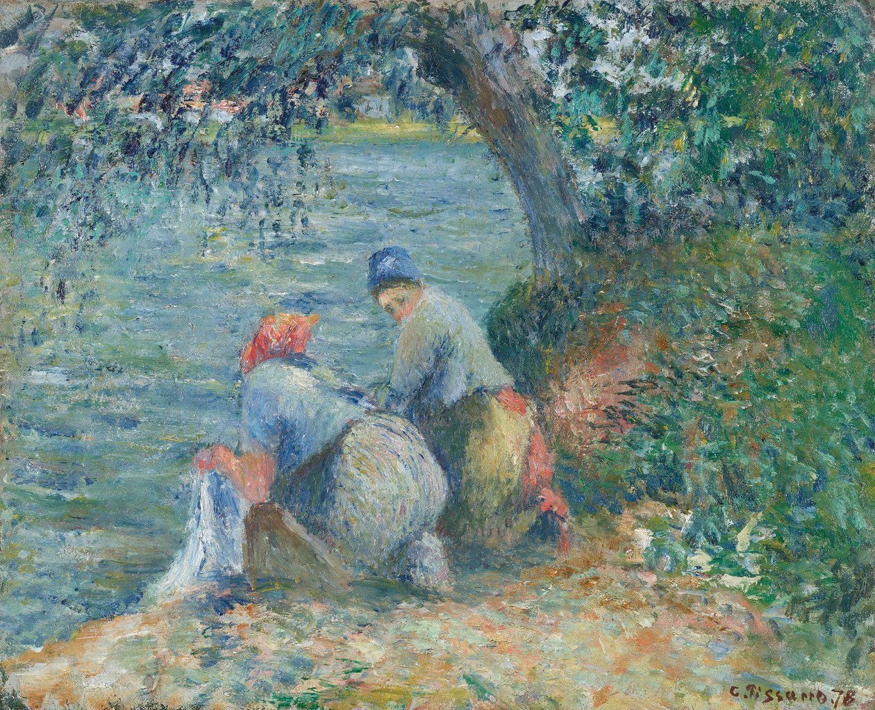 Praczki na brzegu, Pontoise, 1878. autorstwa Camille Pissarro