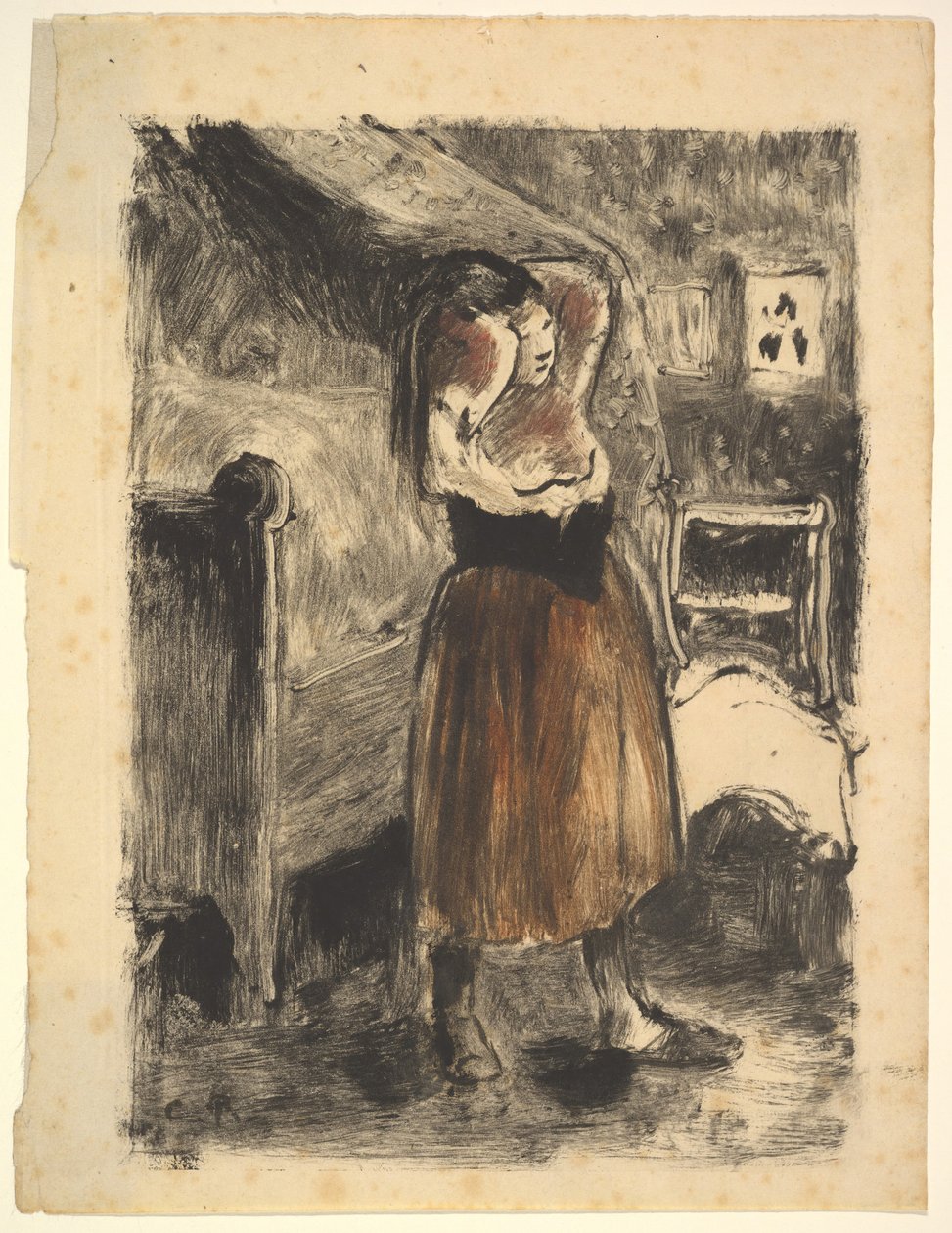 Kobieta układająca włosy, 1894. autorstwa Camille Jacob Pissarro