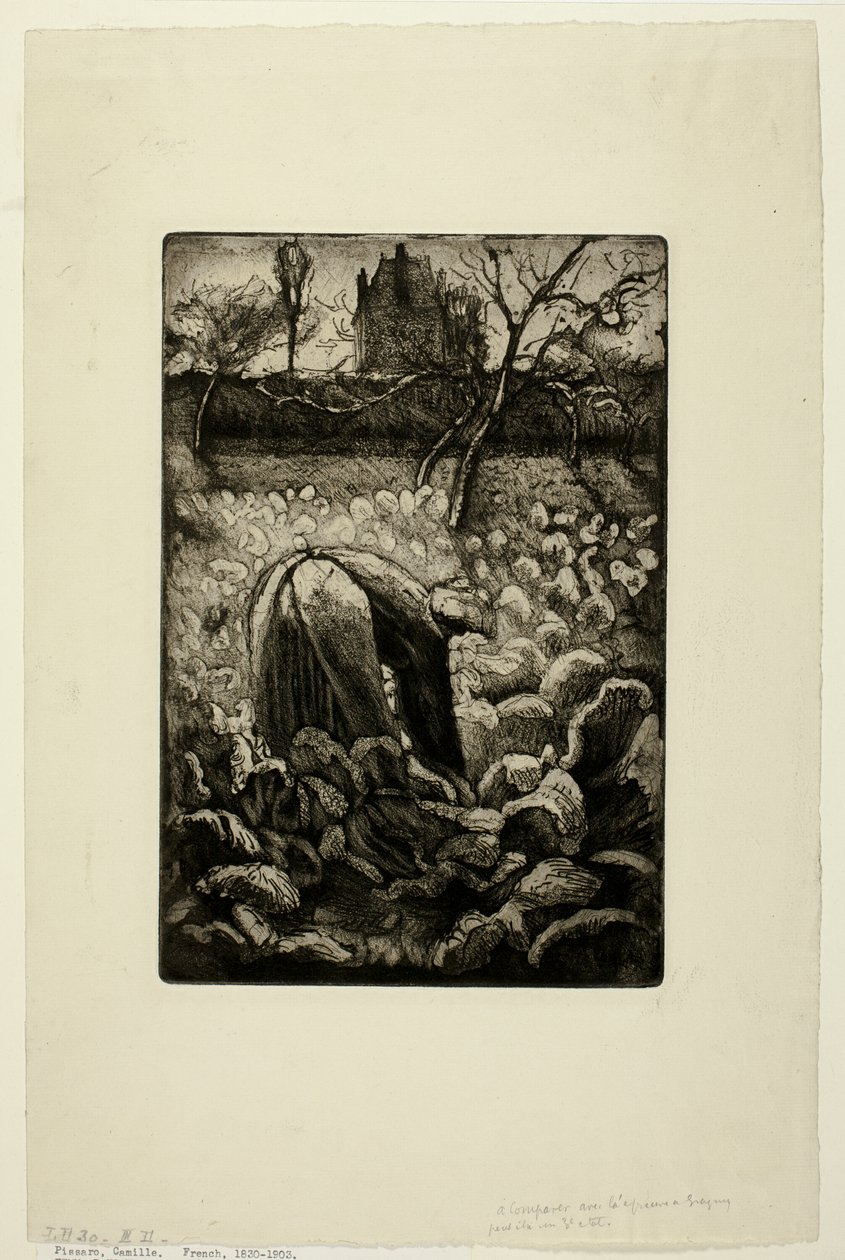 Kobieta w ogrodzie kuchennym autorstwa Camille Pissarro