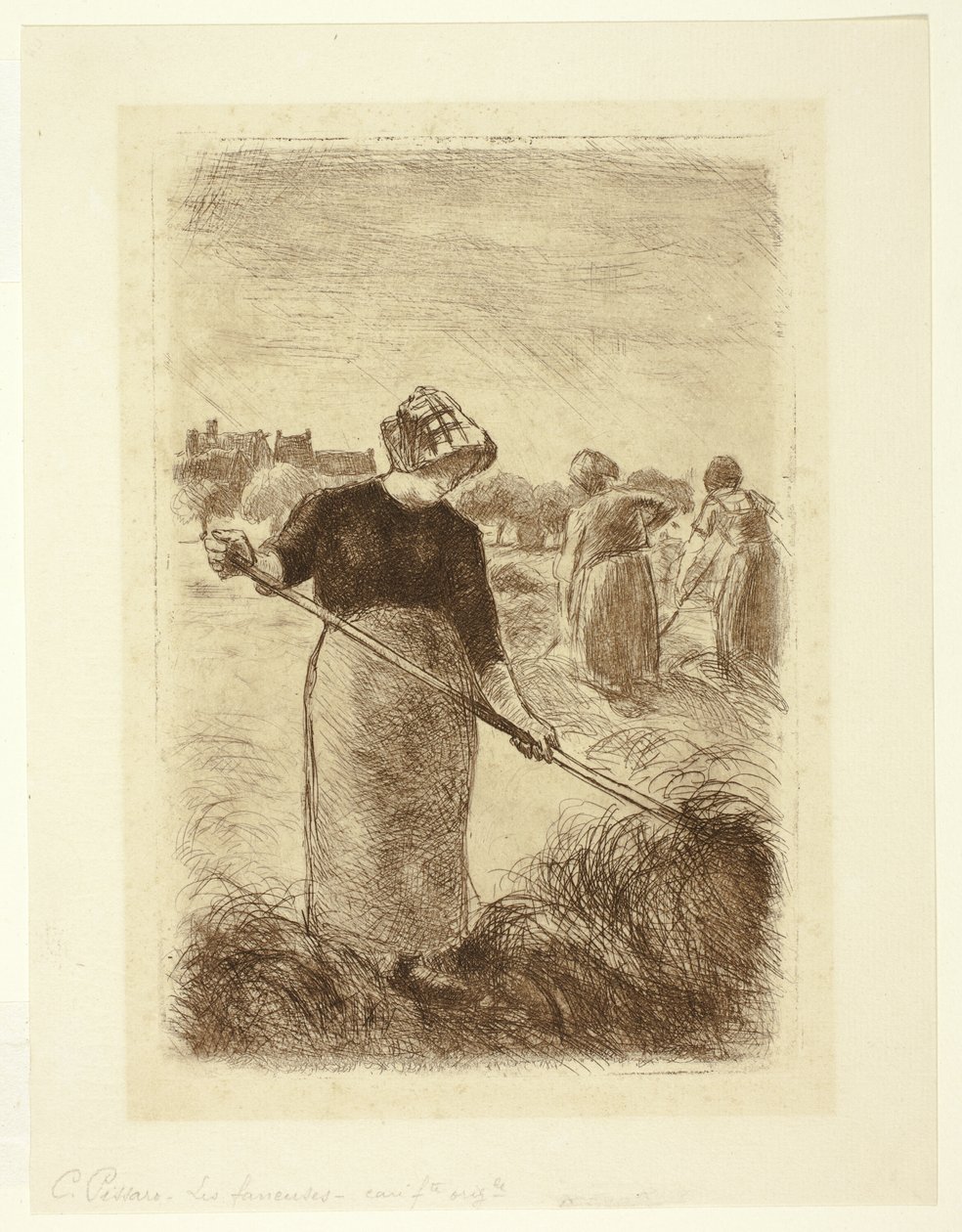 Kobiety podrzucające siano autorstwa Camille Pissarro