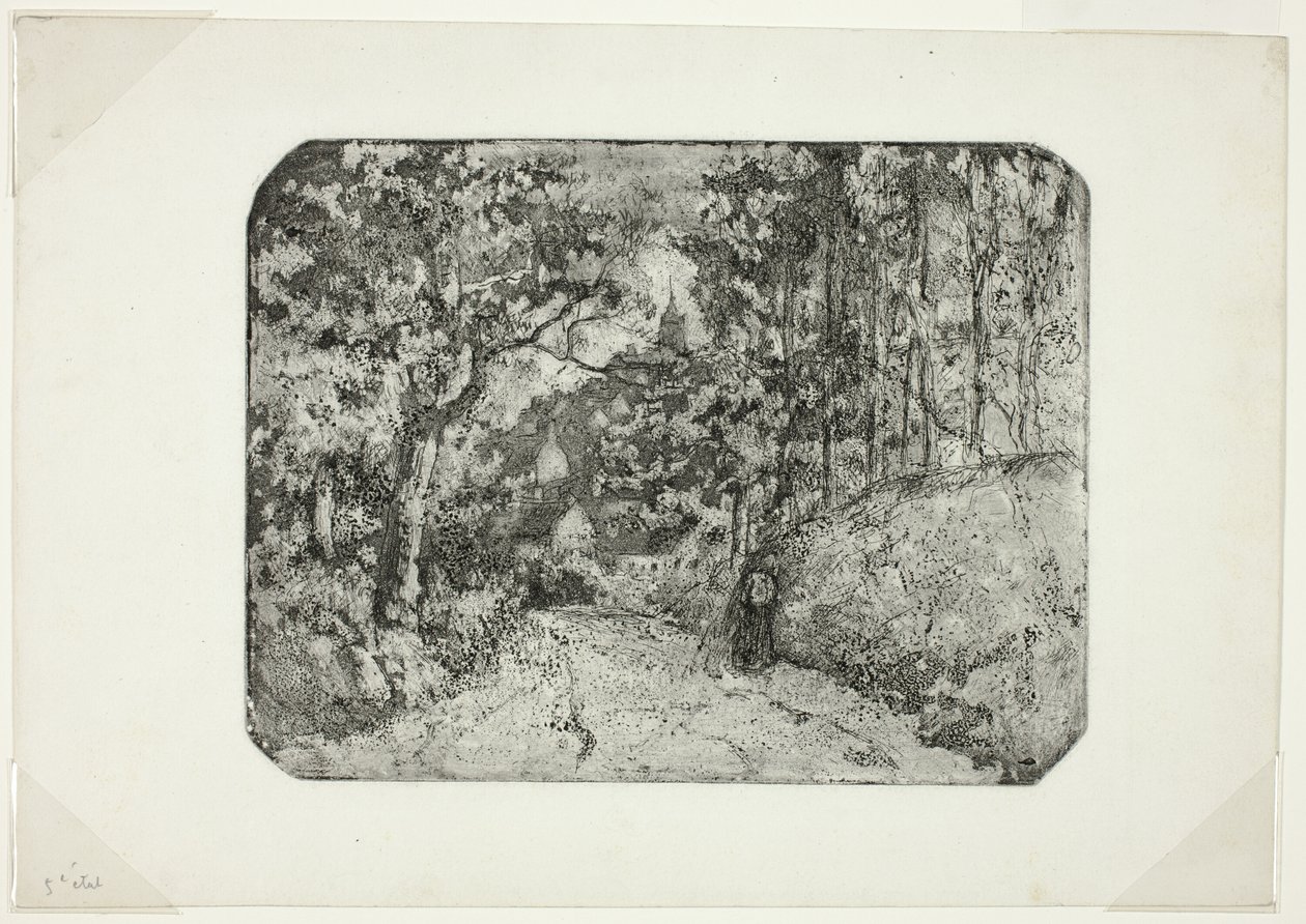 Zalesiona aleja w Pontoise autorstwa Camille Pissarro