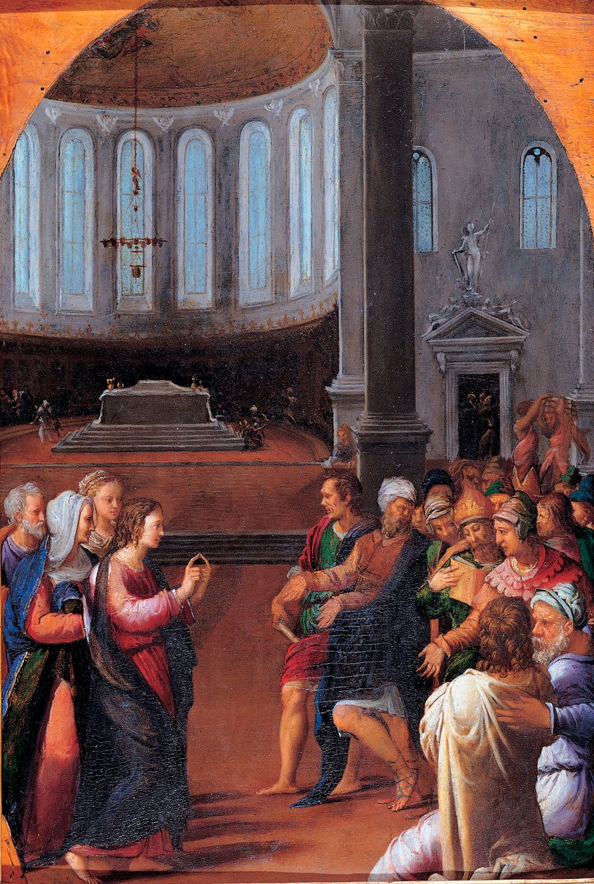 „Chrystus wśród lekarzy” (Chrystus wśród lekarzy) Obraz Camillo Filippi (1500-1574) Olej na desce 1550 Dim 47x33 cm Musei Capitolini, Rzym autorstwa Camillo Filippi