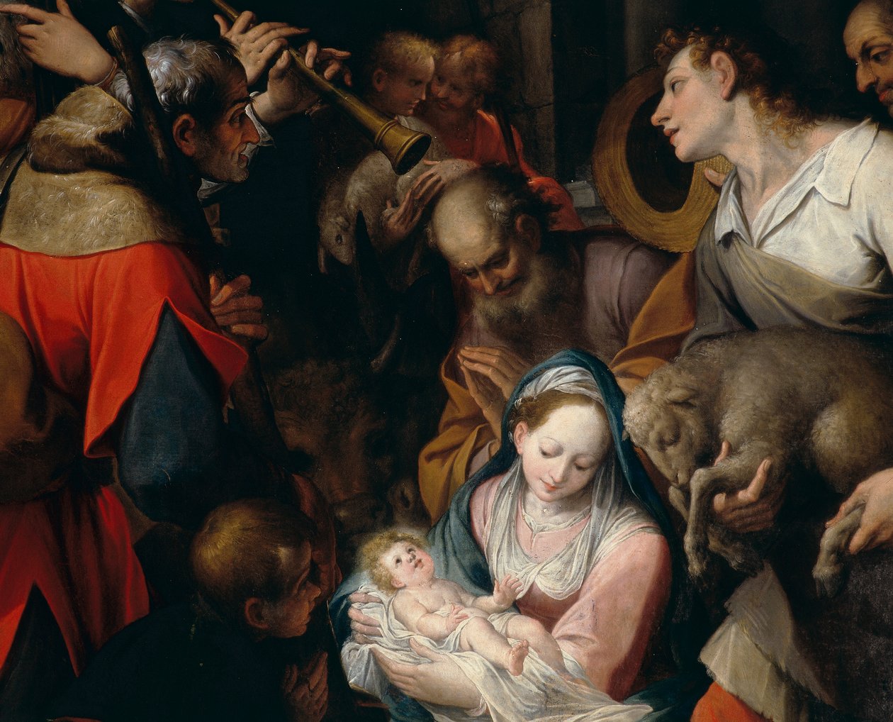 Adoracja pasterzy, fragment fragmentu ołtarza autorstwa Camilla Procaccini autorstwa Camillo Procaccini