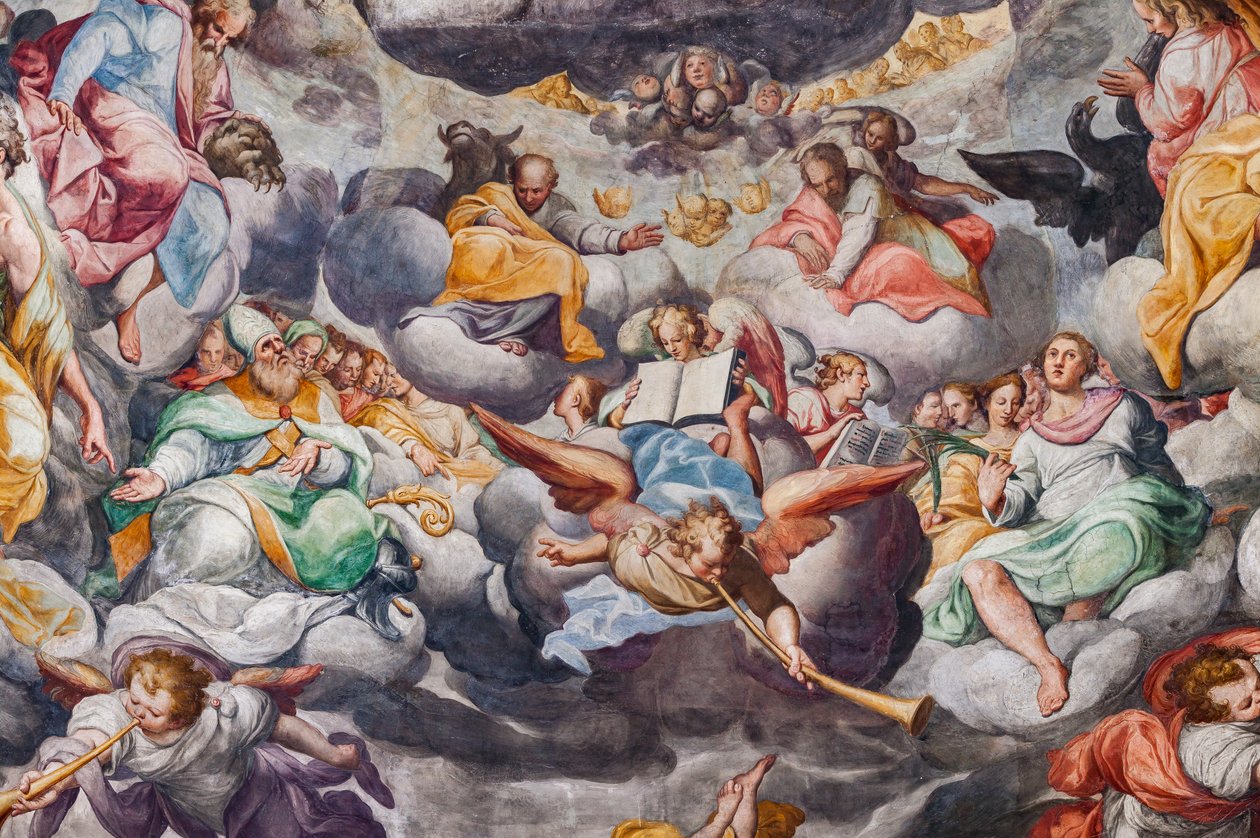 Anioły grające muzykę, fragment Sądu Ostatecznego (fresk) autorstwa Camillo Procaccini
