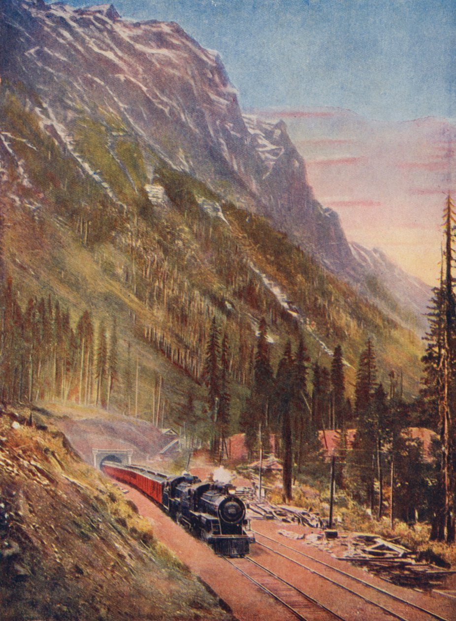 Tunel Connaught na trasie Canadian Pacific Railway (zdjęcie kolorowe) autorstwa Canadian Photographer
