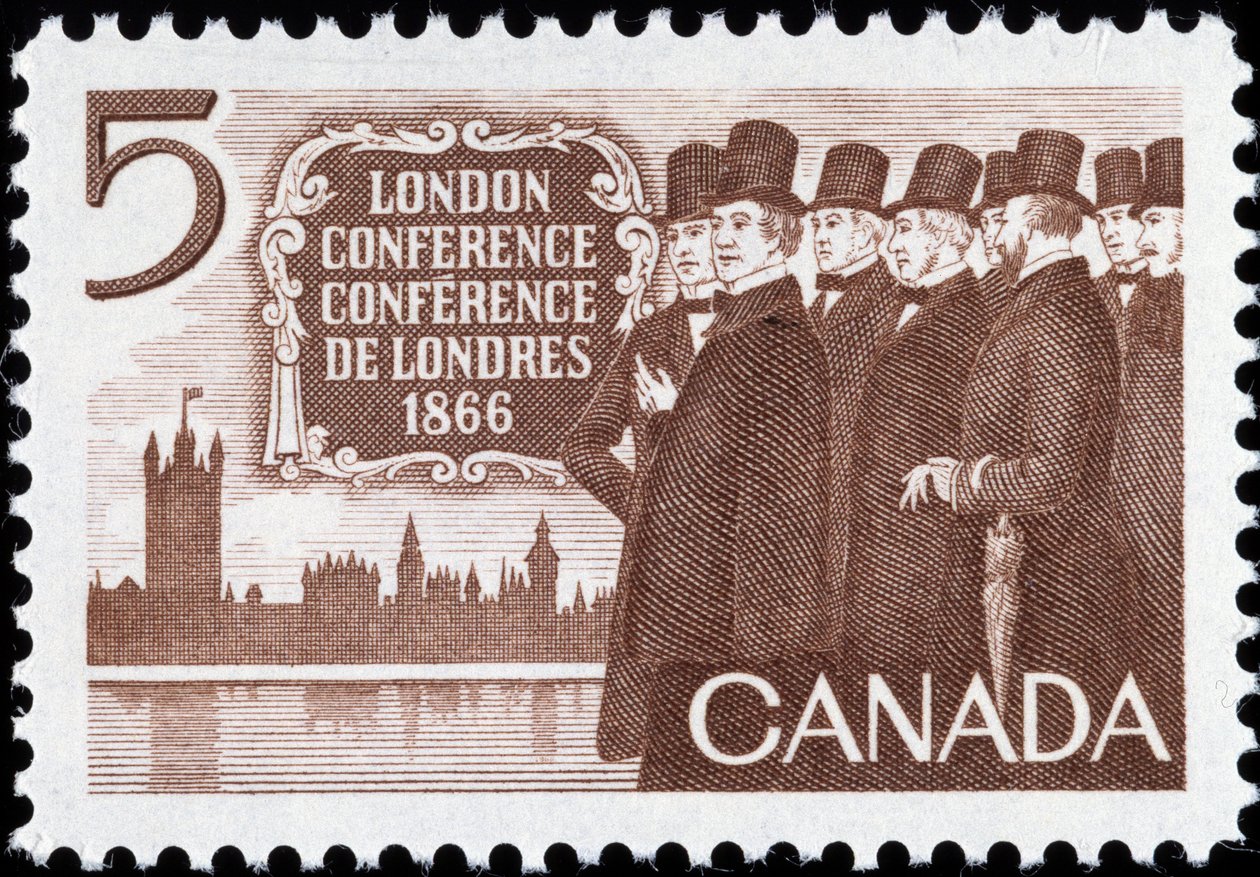 Kanadyjski znaczek na konferencji londyńskiej autorstwa Canadian School