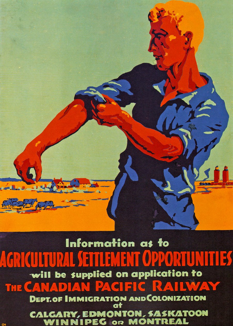 Plakat promujący emigrację do Kanady, 1920 (kolor Litho) autorstwa Canadian School