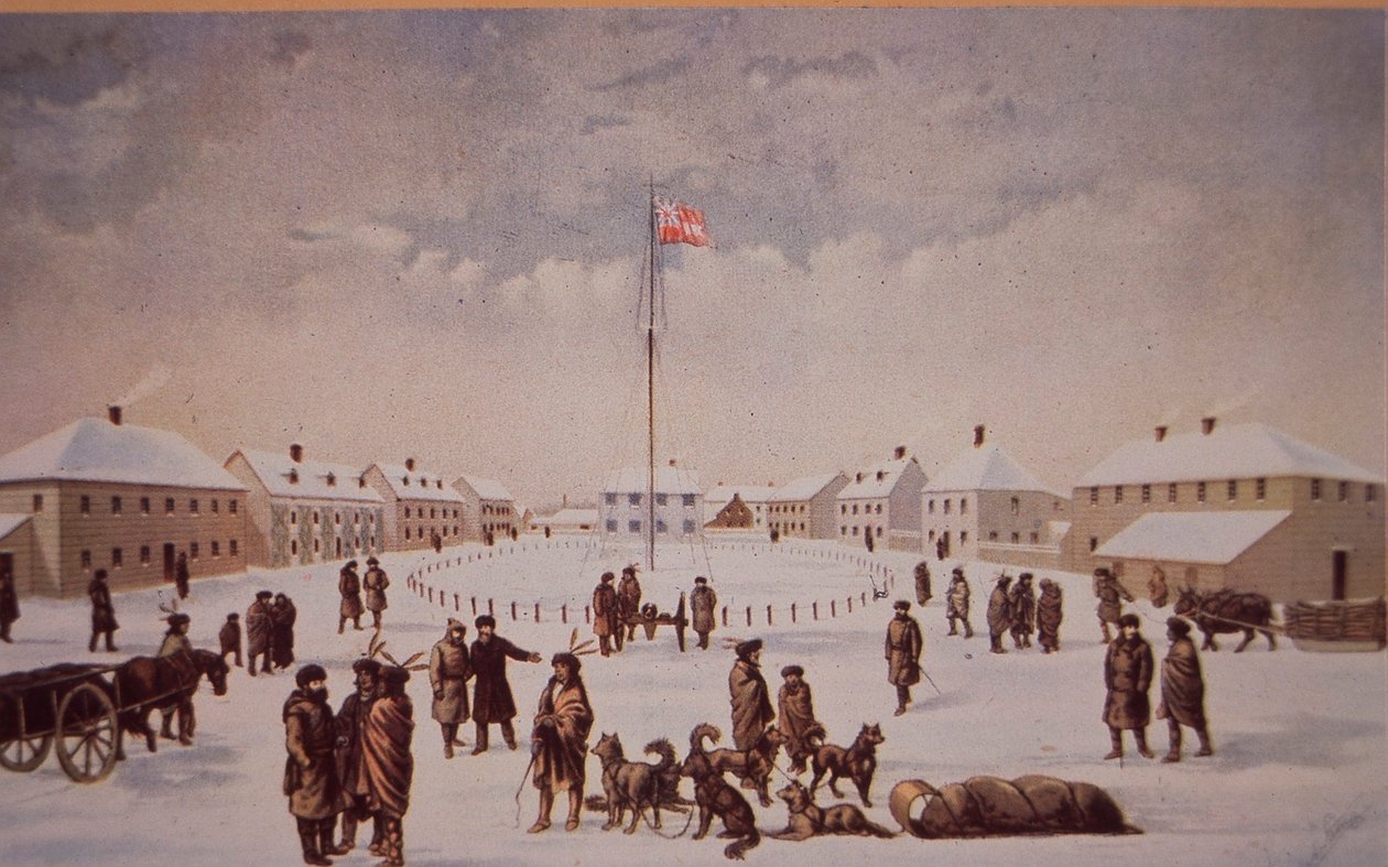 Rebelia Riela w Kanadzie, Fort Garry zdobyty przez Riela w 1869, koniec XIX wieku (olej na płótnie) autorstwa Canadian School
