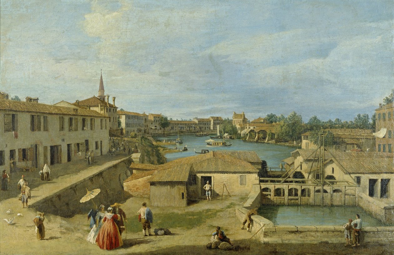 Widok Dolo na kanał Brenta, ok. 1725-29 autorstwa Giovanni Antonio Canal