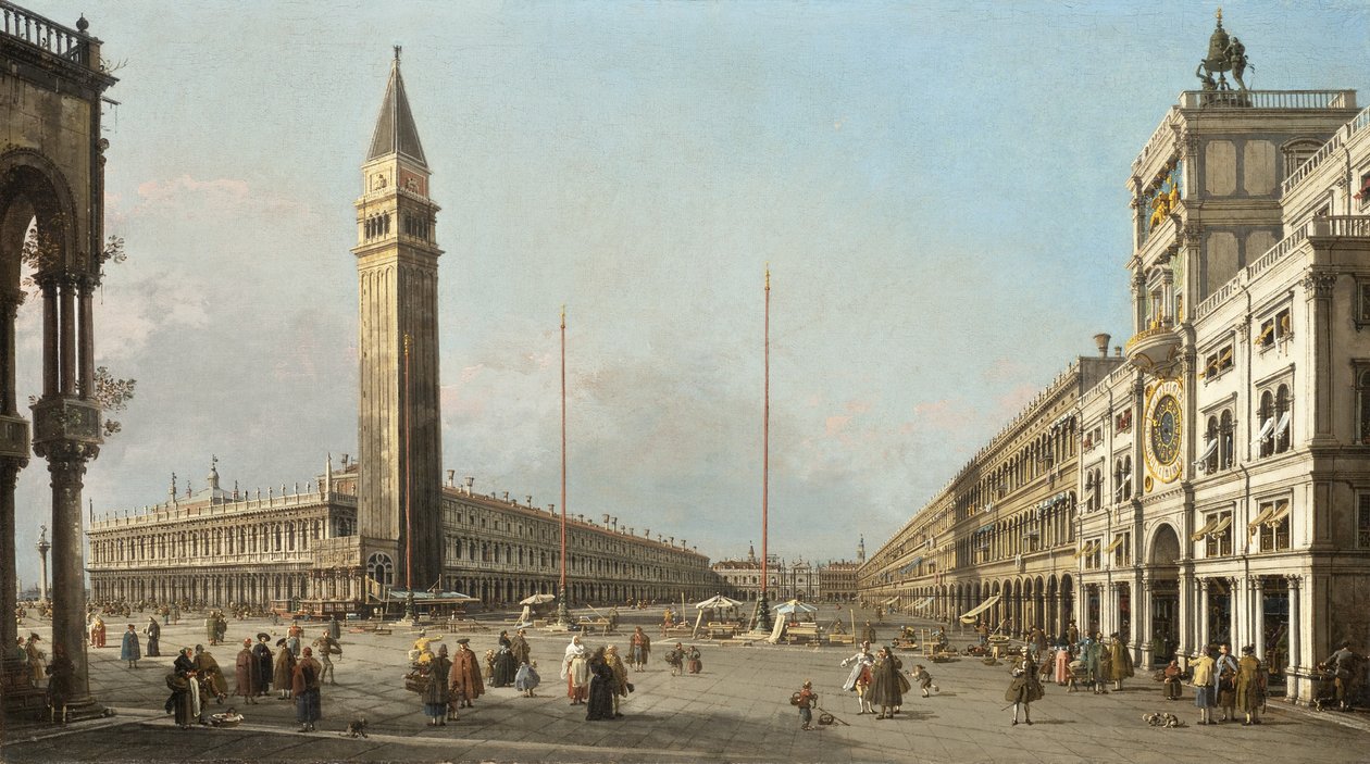Piazza San Marco patrząc na południe i zachód, 1763 autorstwa Giovanni Antonio Canal