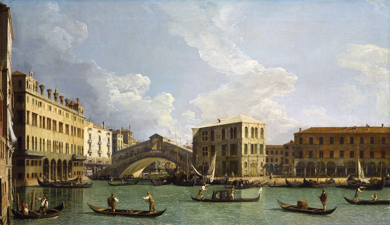 Widok mostu Rialto od północy, ok. 1734-35 autorstwa Giovanni Antonio Canal