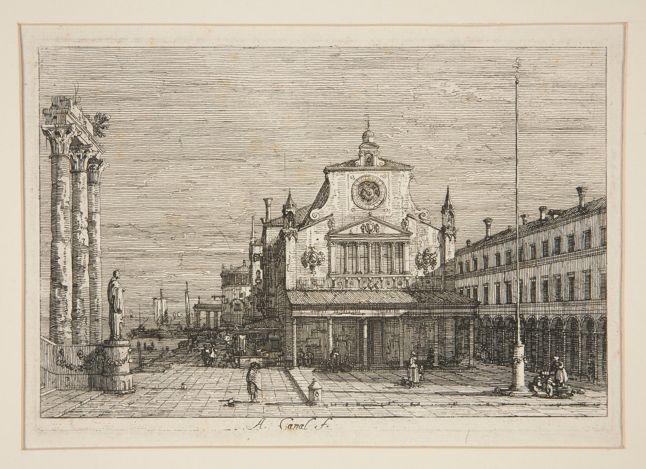 Wyimaginowany widok S. Giacomo di Rialto, z serii Vedute (Widoki) autorstwa Canaletto (Giovanni Antonio Canal)