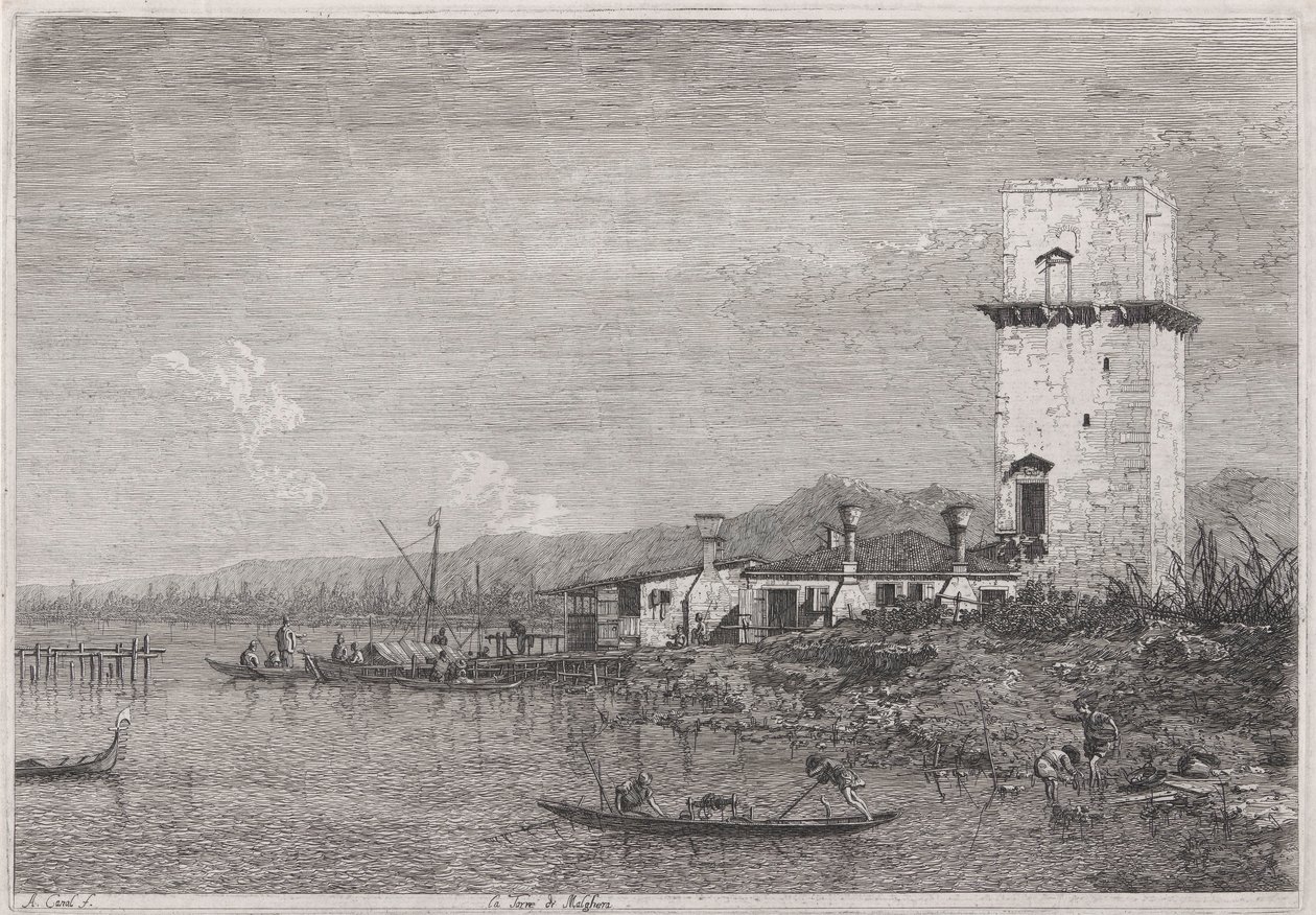 La Torre di Malghera (Wieża Malghera), z cyklu Weduta (Widoki) autorstwa Canaletto (Giovanni Antonio Canal)