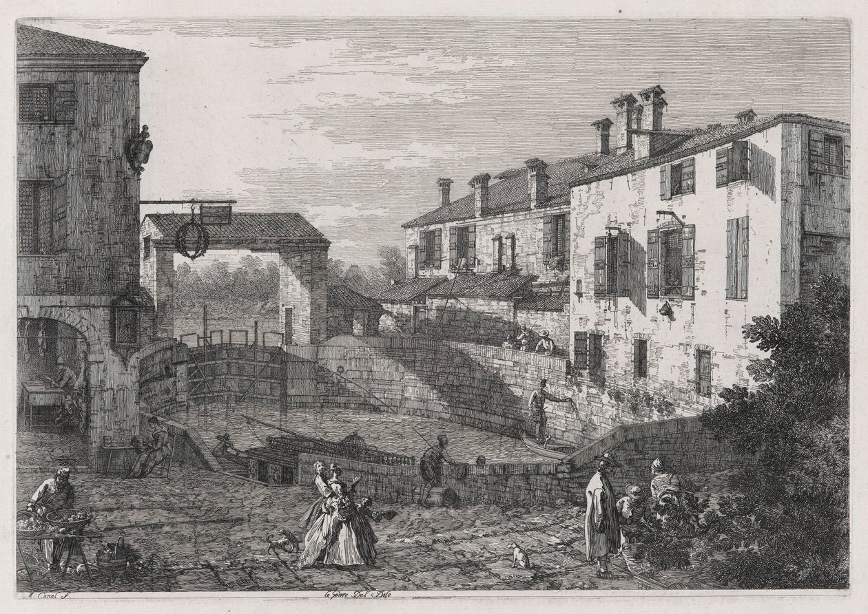 Le Porte Del Dolo (Zamki Dolo), z serii Vedute (Widoki) autorstwa Canaletto (Giovanni Antonio Canal)