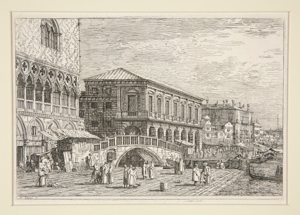 Le Preston, V., (Więzienie, Wenecja]), z cyklu Weduta (Widoki) autorstwa Canaletto (Giovanni Antonio Canal)