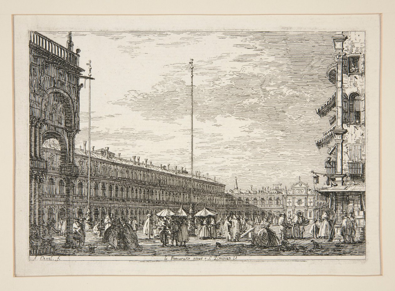 Le Procuratie Nuove e S. Ziminian V. (Procuratic Nuove i kościół San Geminiano, Wenecja), z serii Vedute (Widoki) autorstwa Canaletto (Giovanni Antonio Canal)