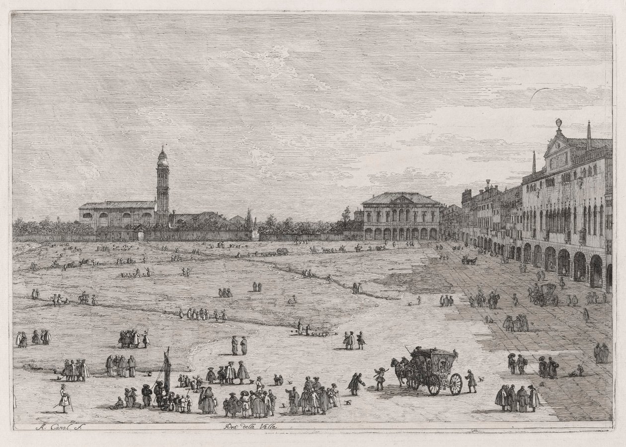 Pr? della Valle (Prato della Vale), z serii Vedute (Widoki) autorstwa Canaletto (Giovanni Antonio Canal)