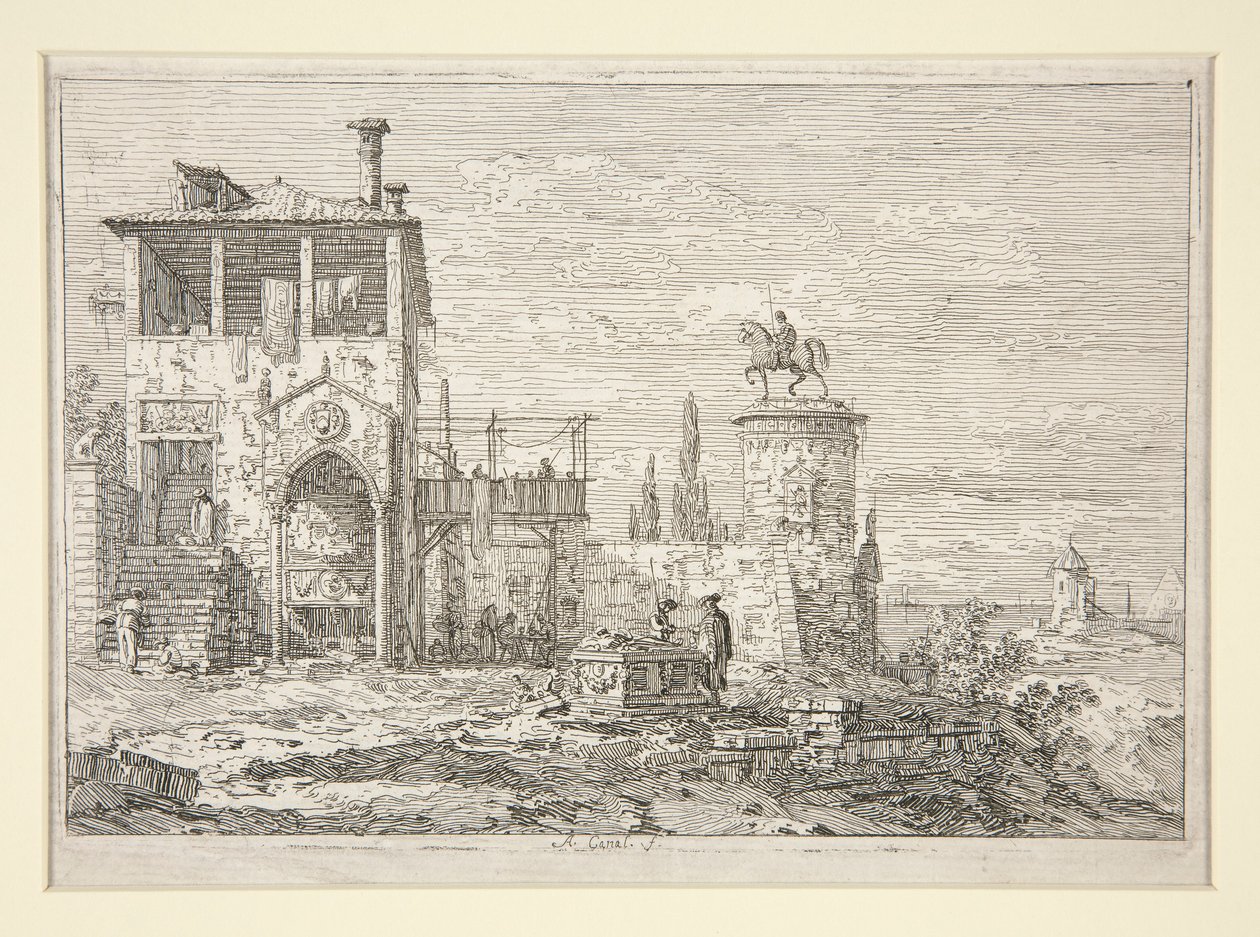 Pomnik konny z cyklu Weduta (Widoki) autorstwa Canaletto (Giovanni Antonio Canal)