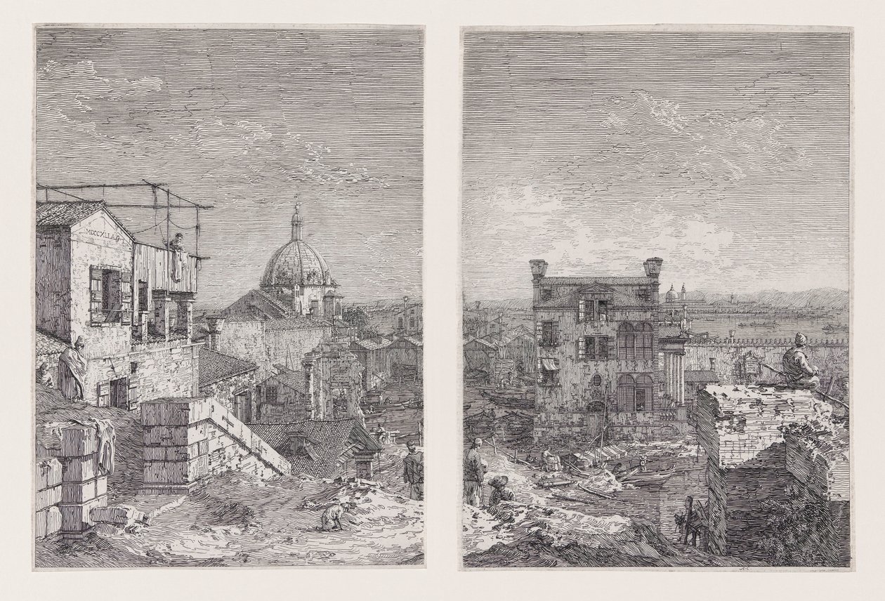 Dom z napisem z cyklu Weduta (Widoki) autorstwa Canaletto (Giovanni Antonio Canal)