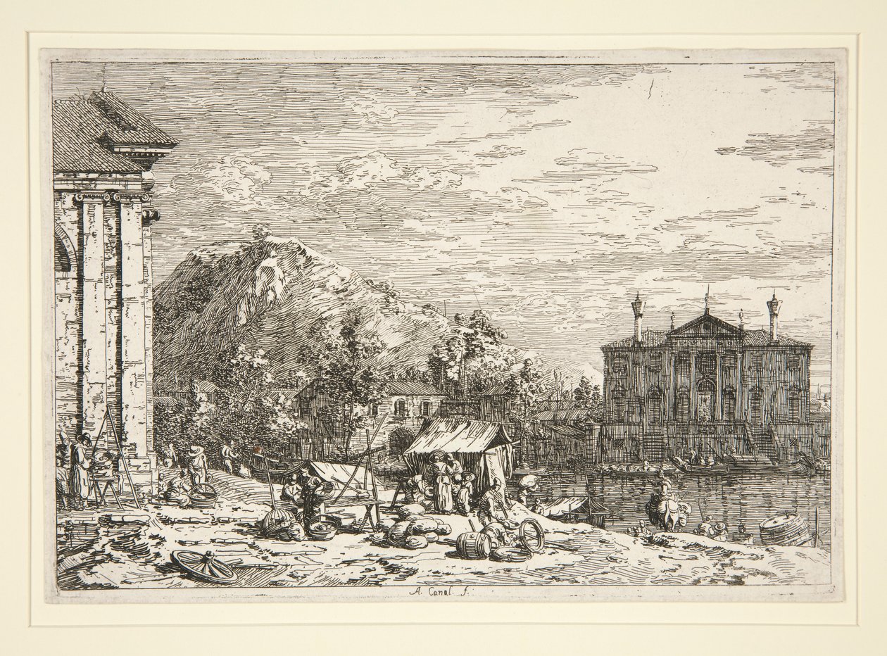 Targ w Dolo, z cyklu Weduta (Widoki) autorstwa Canaletto (Giovanni Antonio Canal)