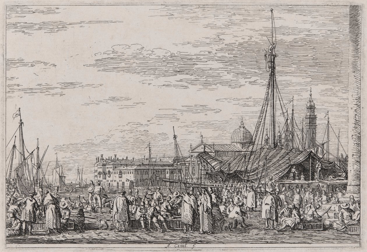 Targ na Molo z cyklu Weduta (Widoki) autorstwa Canaletto (Giovanni Antonio Canal)