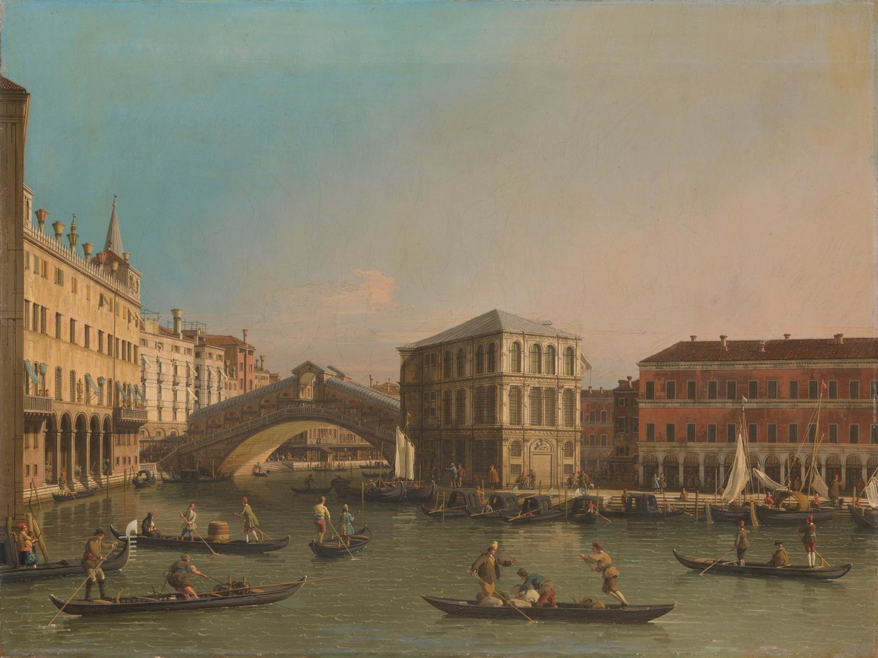 Canal Grande z mostem Rialto i Fondaco dei Tedeschi autorstwa Canaletto (workshop of)