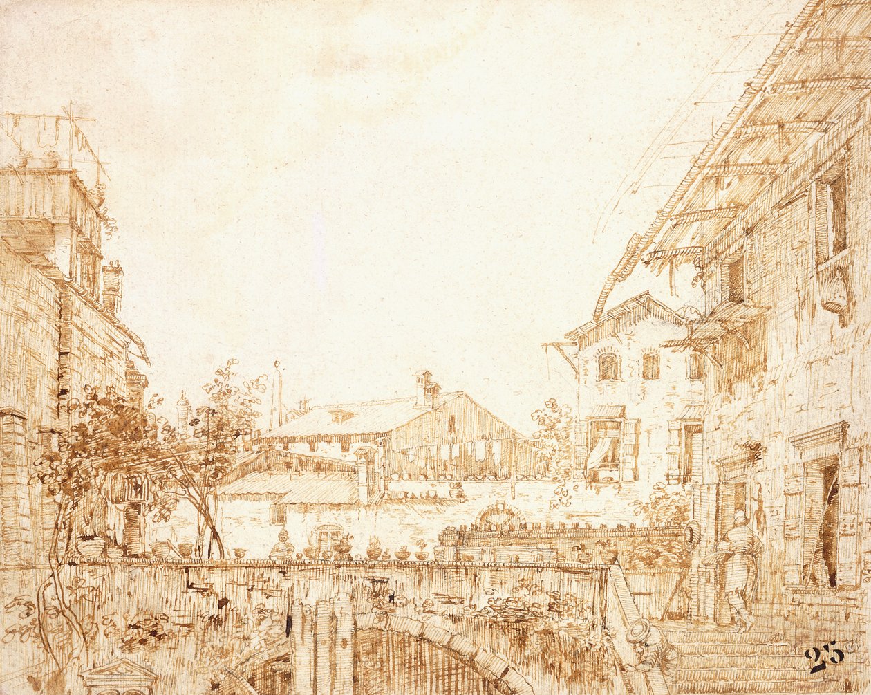 Widok na taras w Padwie, autorstwa Giovanni Antonio Canal