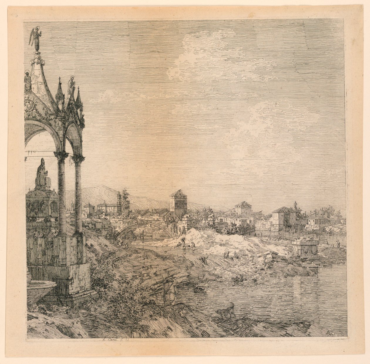 Widok miasta z grobowcem biskupim autorstwa Canaletto