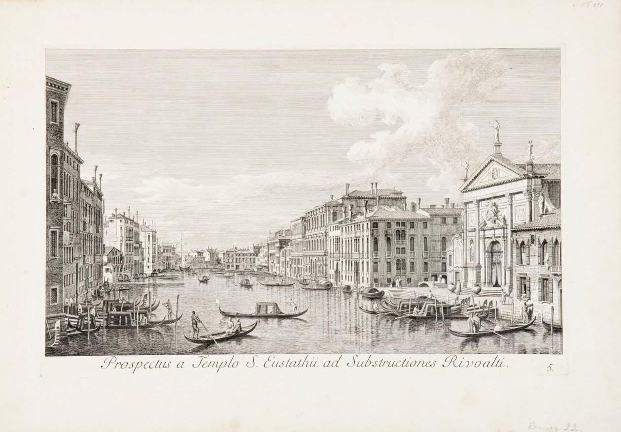 Widok od kościoła św. Eustachego w kierunku Rialto autorstwa Canaletto