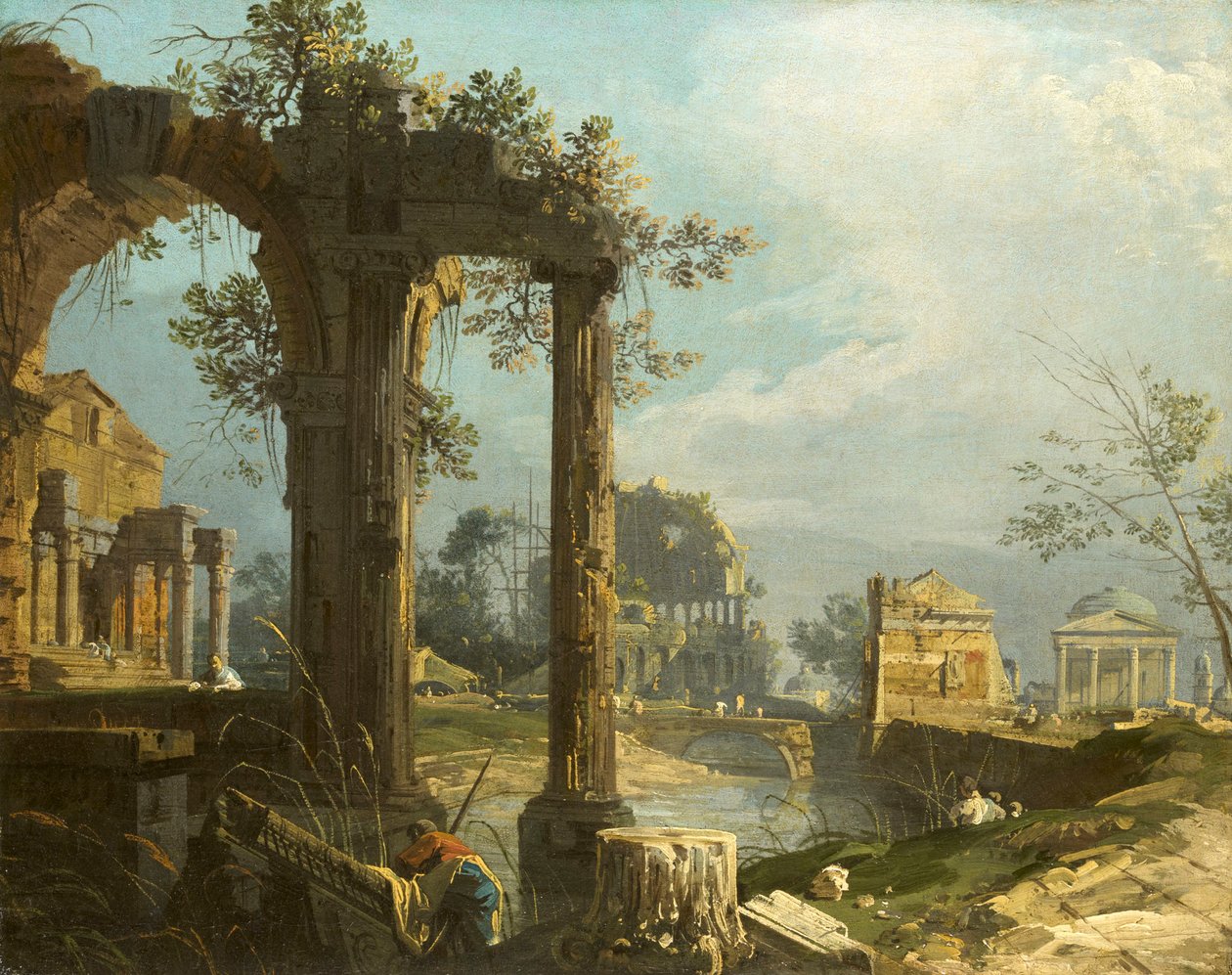 Canaletto - Widok Capriccio z ruinami 1742-44 autorstwa Canaletto