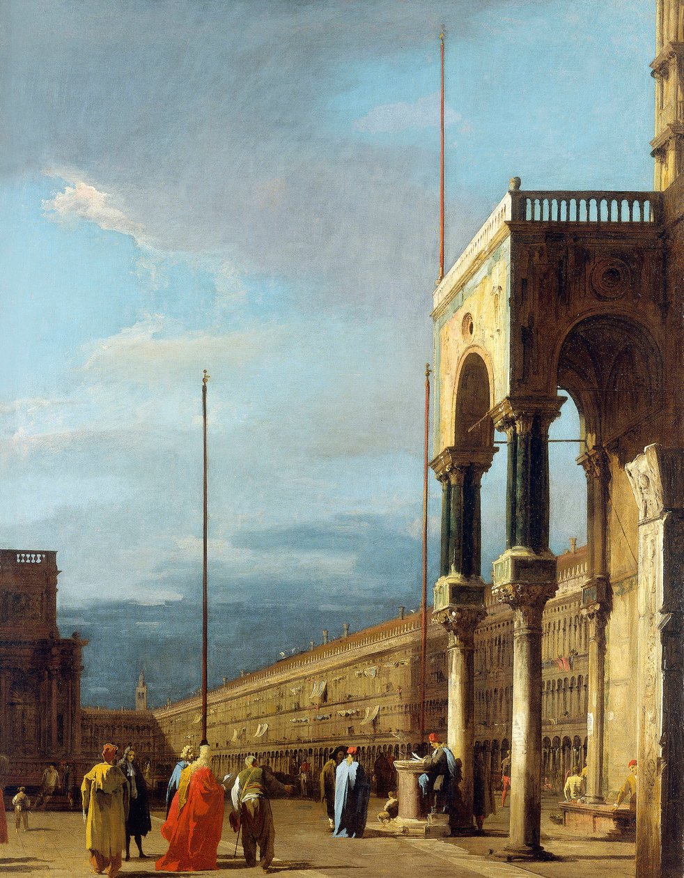 Canaletto - Piazza patrząc na północny zachód z Narthex San Marco ok. 1723-24 autorstwa Canaletto