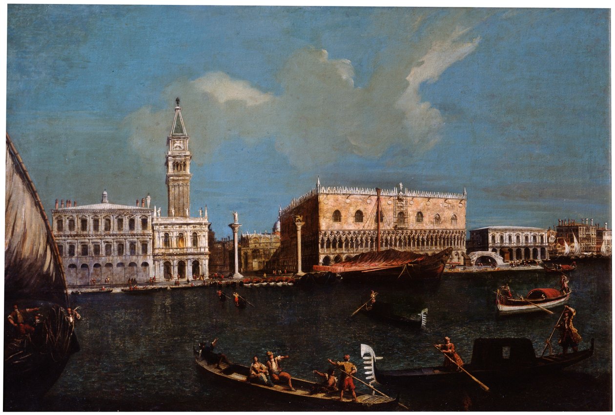 Canal Grande, Piazzetta i Pałac Dożów w Wenecji, XVIII wiek. autorstwa Canaletto,