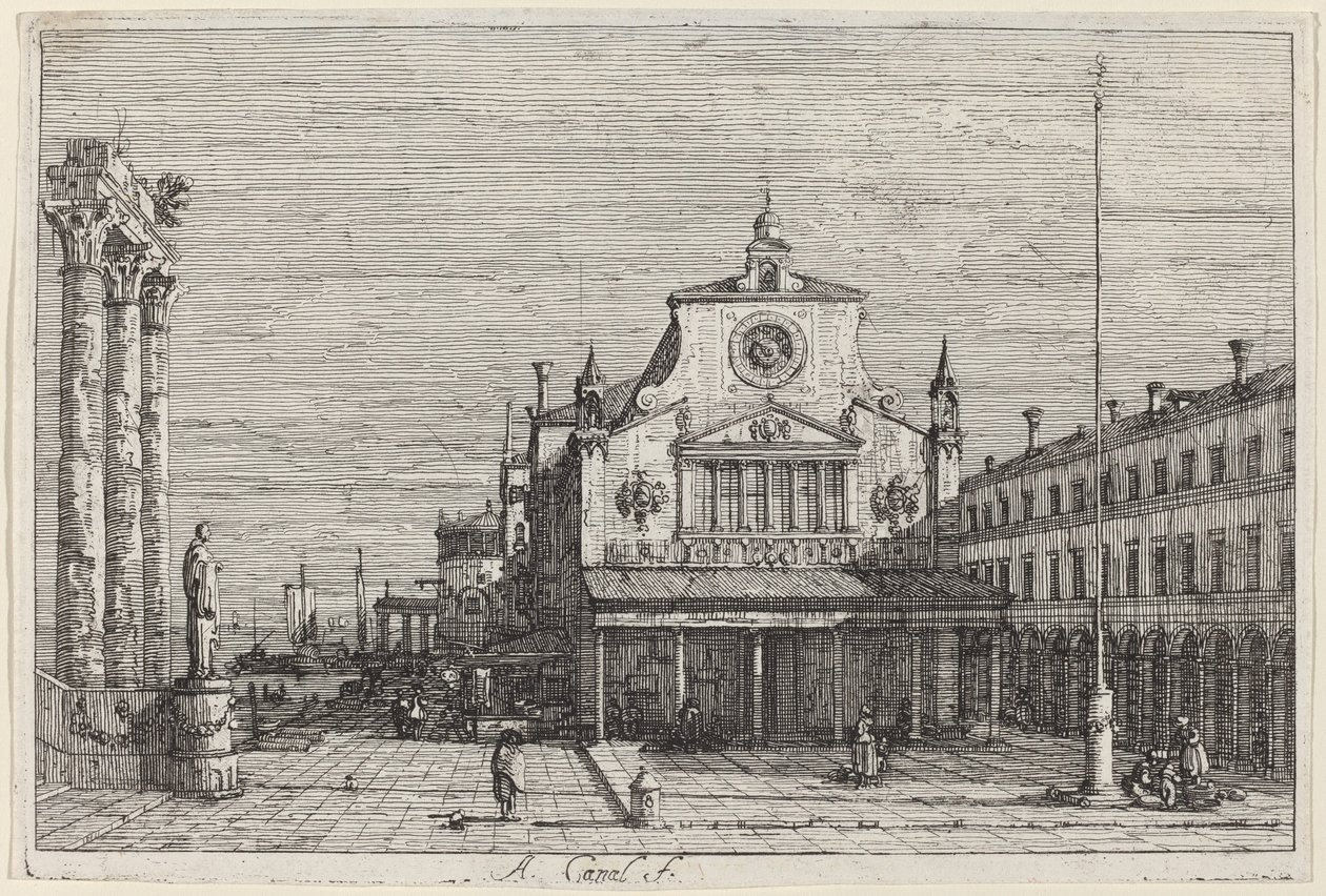 Wyimaginowany widok S. Giacomo di Rialto autorstwa Canaletto