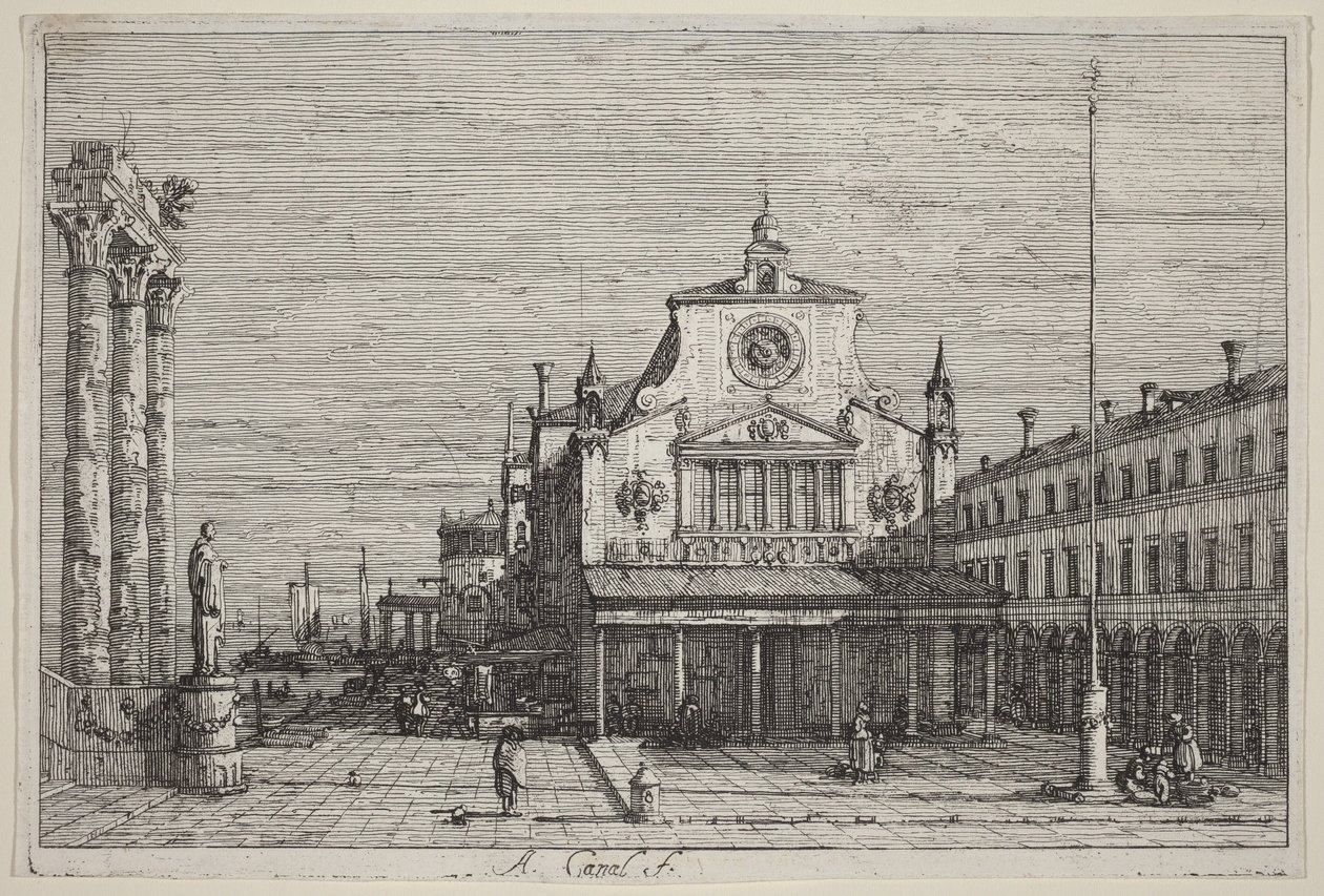 Wyobrażony widok kościoła św. Jakuba z Rialto autorstwa Canaletto