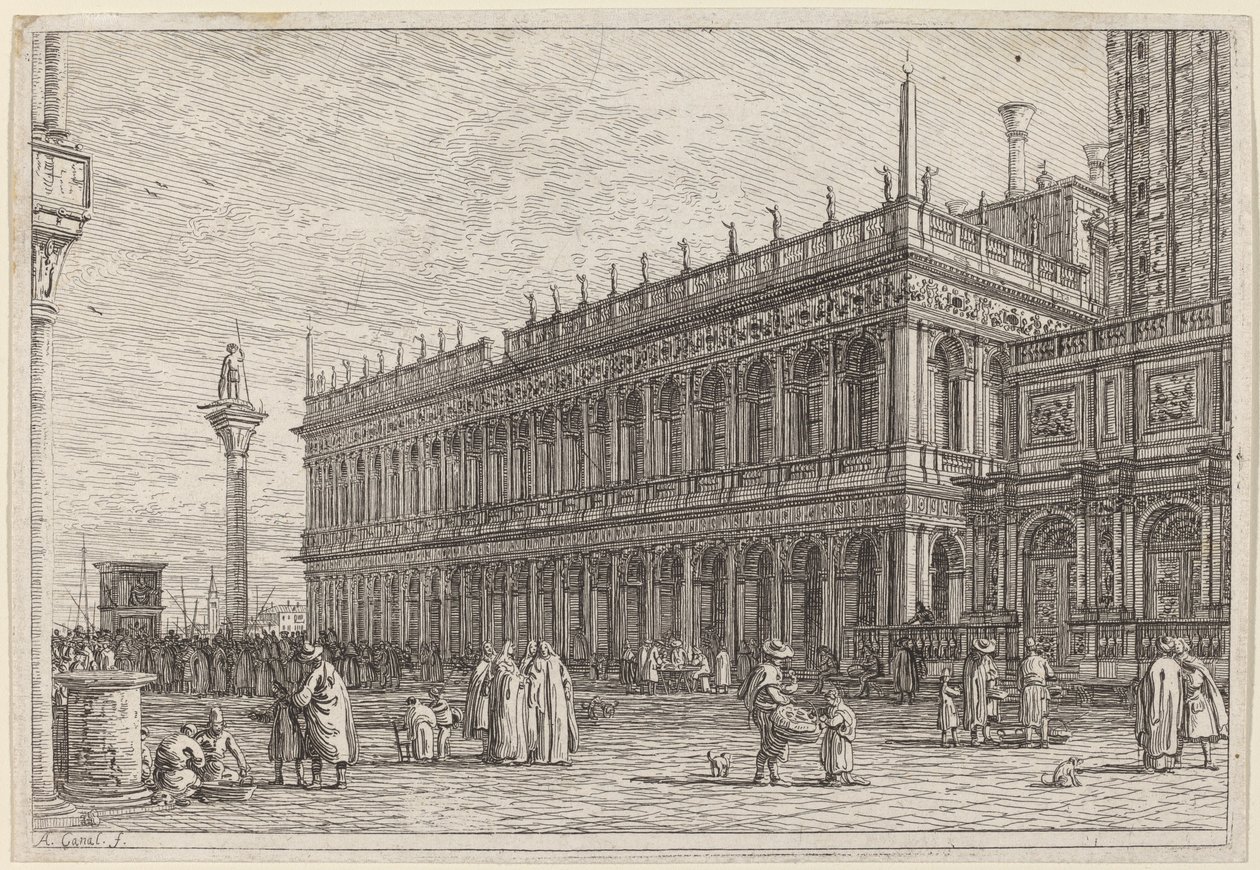 Księgarnia. V., w roku 1742 lub wcześniej. autorstwa Canaletto