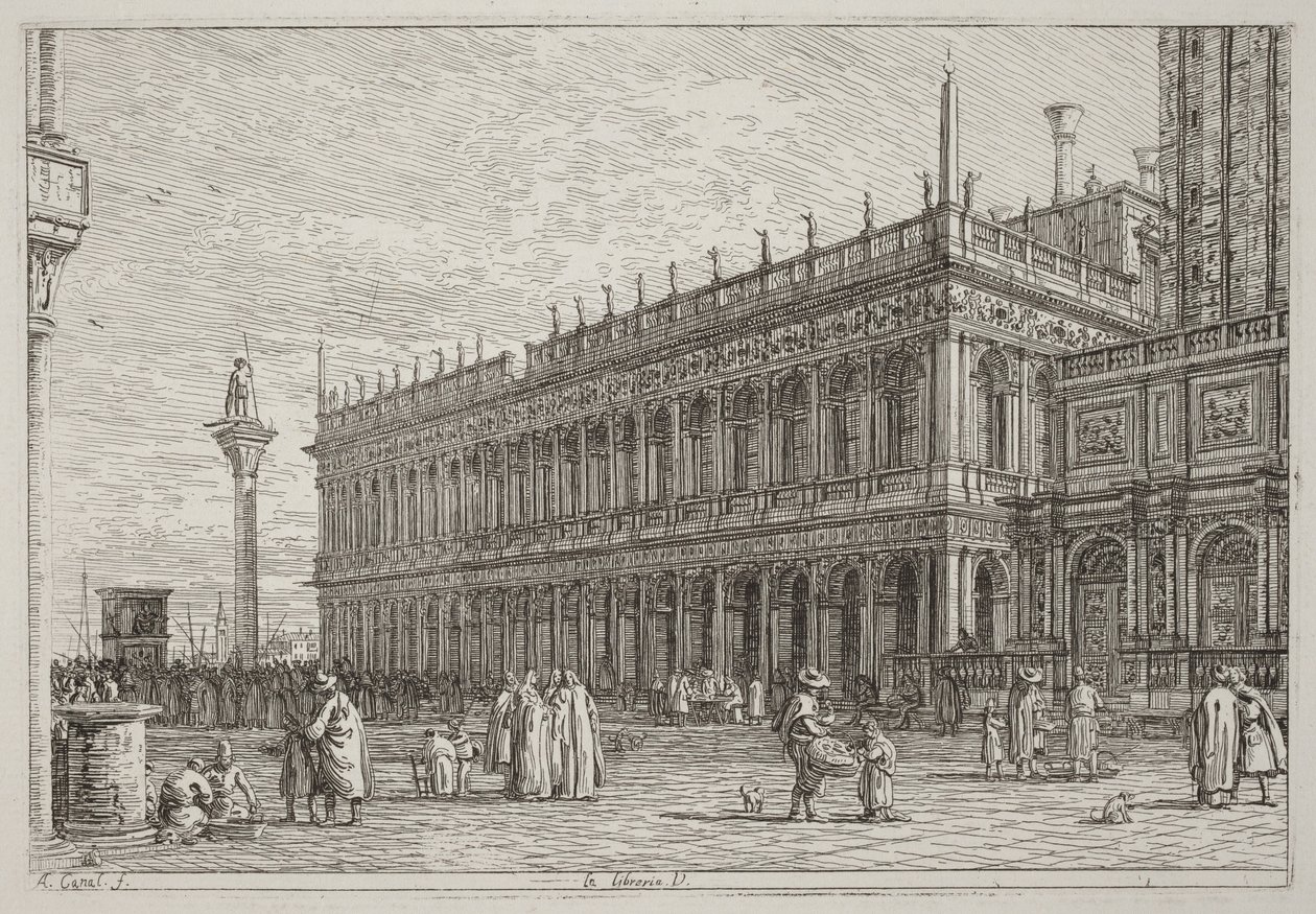 Księgarnia. V. [w lewym górnym rogu] autorstwa Canaletto