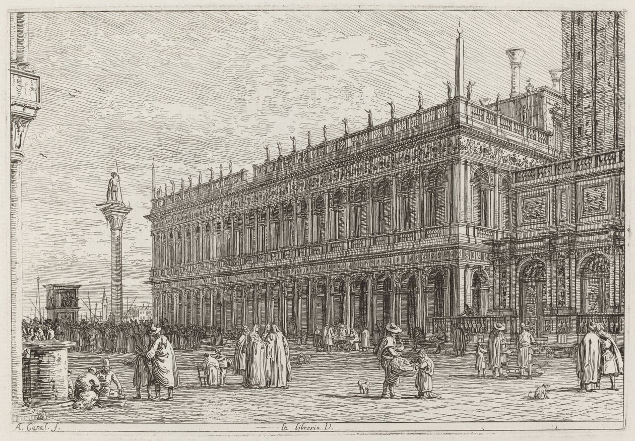 La libreria. V. [u góry po lewej], w roku 1742 lub wcześniej. autorstwa Canaletto