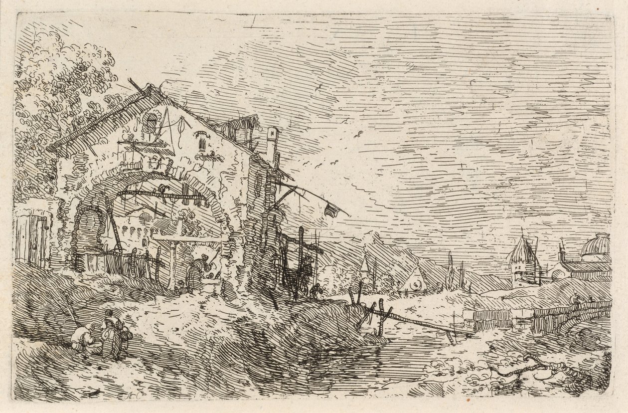 Krajobraz z kobietą przy studni autorstwa Canaletto
