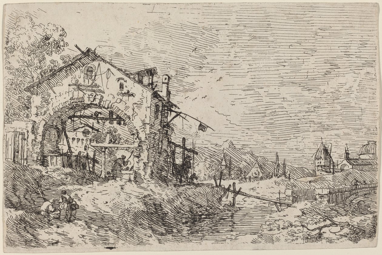 Krajobraz z kobietą przy studni autorstwa Canaletto