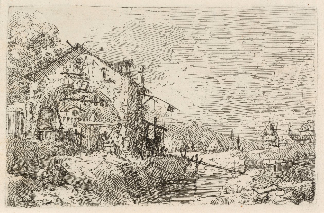 Pejzaż z kobietą przy studni autorstwa Canaletto