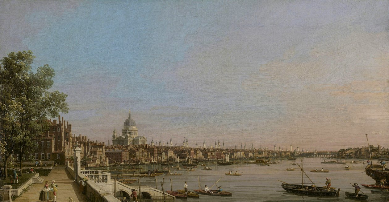 Londyn i Tamiza widziane z tarasu Somerset House w kierunku katedry św. Pawła autorstwa Canaletto